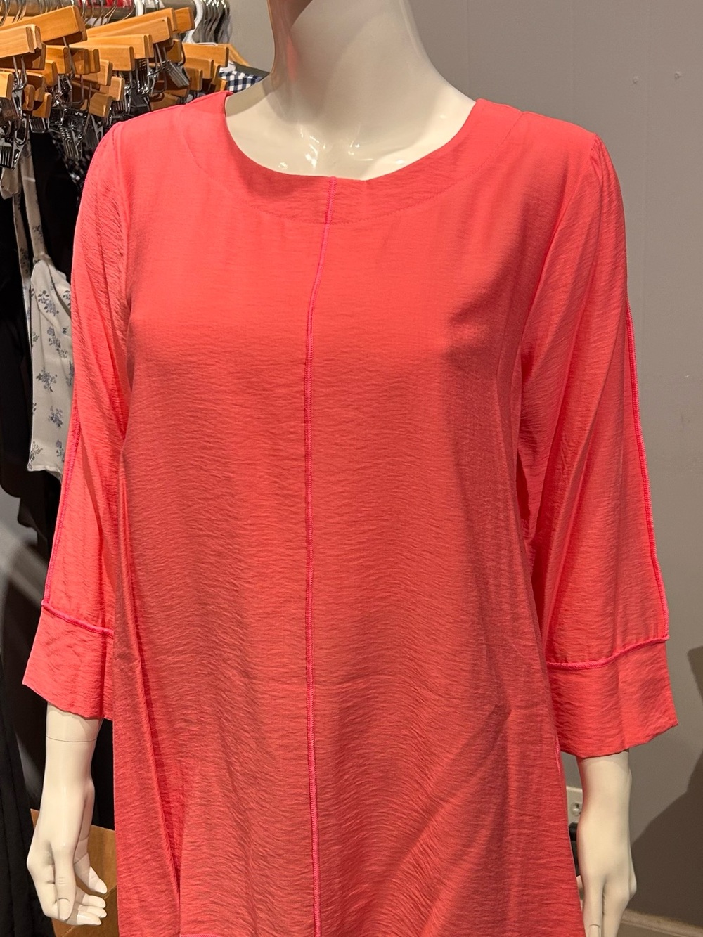 Relaxed Coral Tunic Top with Scoop Neck